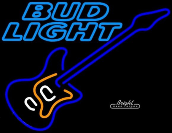 Bud Light Blue Electric Guitar Neon Sign