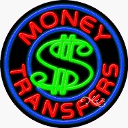 Money Transfers Circle Shape Neon Sign