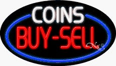 Coins Buy Sell Oval Neon Sign