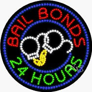 24 Hours Bail Bonds LED Sign