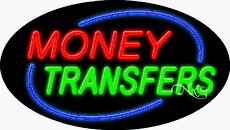 Money Transfers Oval Neon Sign