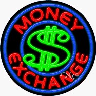 Money Exchange Circle Shape Neon Sign