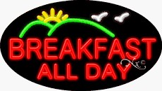 Breakfast All Day Oval Neon Sign
