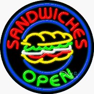 Sandwiches Circle Shape Neon Sign