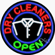 Dry Cleaners Circle Shape Neon Sign