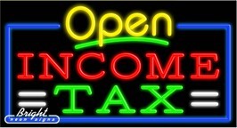 Income Tax Open Neon Sign