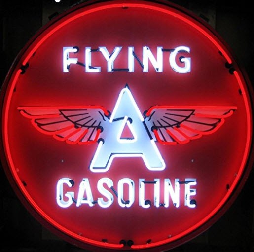 Flying a Gasoline Neon Sign in Metal Can