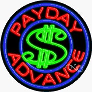 Payday Advance Circle Shape Neon Sign