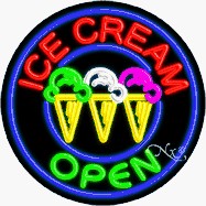 Ice Cream Circle Shape Neon Sign