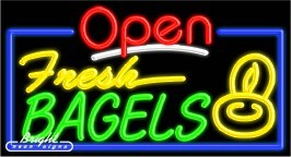 Fresh Bagels Open Neon Sign
