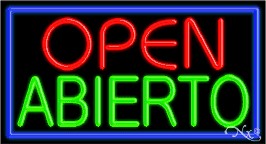 Open Abierto Business Neon Sign
