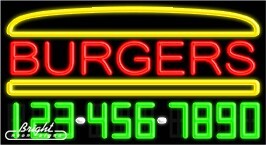 Burgers Neon w/Phone #