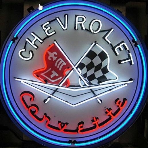 Corvette Flags Neon Sign in Metal Can