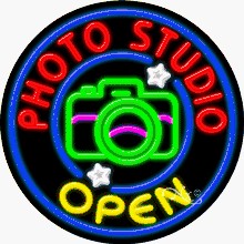 Photo Studio Open Circle Shape Neon Sign
