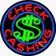Check Cashing Circle Shape Neon Sign