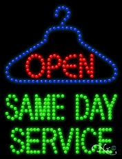 Same Day Service Open LED Sign