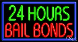 24 Hours Bail Bonds Business Neon Sign