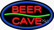 Beer Cave Oval Neon Sign