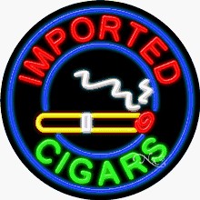 Imported Cigars Circle Shape Neon Sign