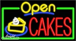 Cakes Open Neon Sign