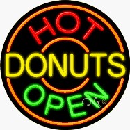 Hot Donuts Circle Shape Neon Sign
