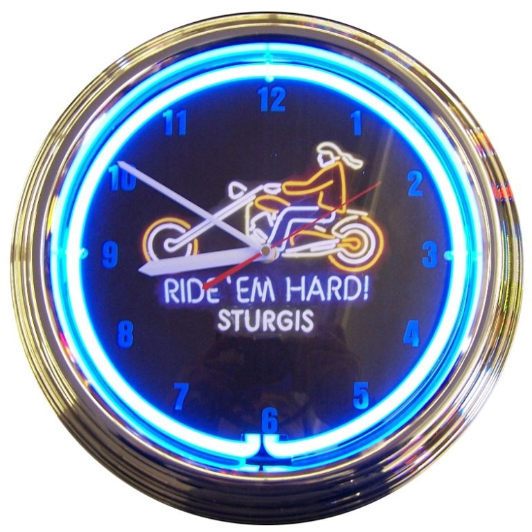 Motorcycle Sturgis Neon Clock