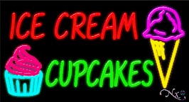 Ice Cream Cupcakes Business Neon Sign