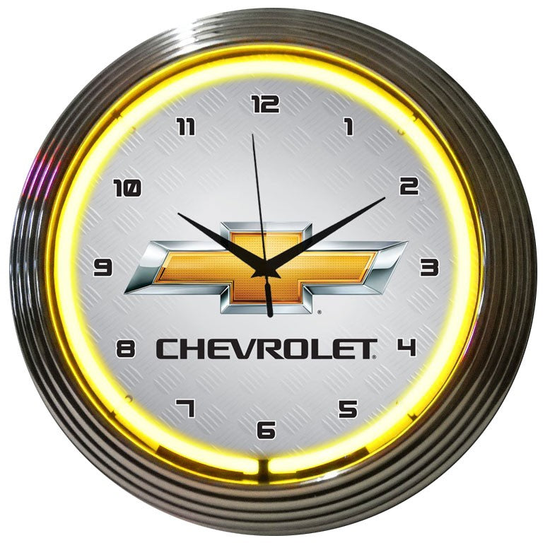 GM Chevrolet Yellow Neon Clock