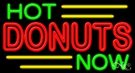 Hot Donuts Now Business Neon Sign