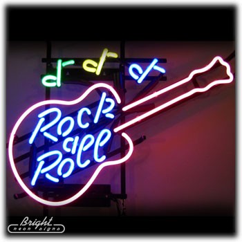 Rock & Roll Guitar Neon Sign