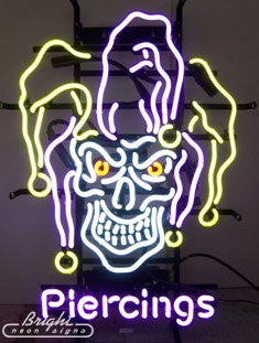 Jester Skull Piercings Neon Sign
