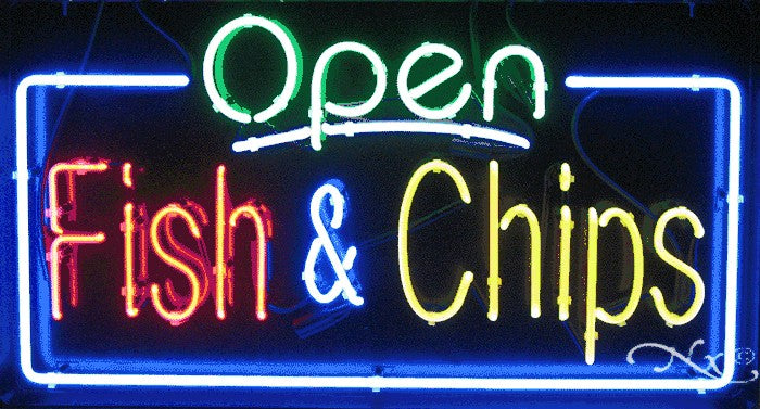 Fish & Chips Open Neon Sign