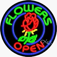 Flowers Circle Shape Neon Sign
