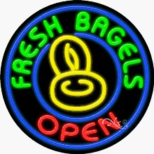Fresh Bagels Open Circle Shape Neon Sign