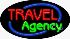 Travel Agency Oval Neon Sign