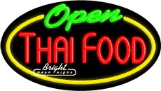 Open Thai Food Neon Sign