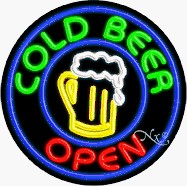 Cold Beer Circle Shape Neon Sign