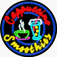 Cappuccino Smoothies Circle Shape Neon Sign