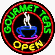 Gourmet Teas Circle Shape Neon Sign