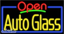 Auto Glass Open Neon Sign