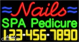 Nails Spa Pedicure Neon w/Phone #