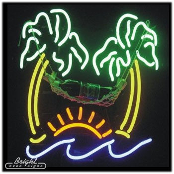 Palm Trees with Hammock Neon Sign