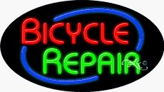 Bicycle Repair Oval Neon Sign