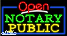 Notary Public Open Neon Sign