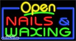 Nails & Waxing Open Neon Sign