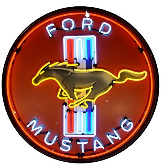 Ford Mustang Red Neon Sign in Metal Can