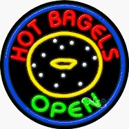 Hot Bagels Circle Shape Neon Sign