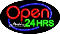 Open 24 Hrs Flashing Neon Sign