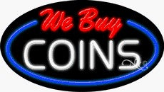 We Buy Coins Oval Neon Sign