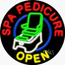 Spa Pedicure Open Circle Shape Neon Sign